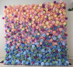 <span class=keywords><strong>T90</strong></span> toile de fond fleur tropicale Faux mur floral fleurs de mariage colorées tissu à base de couleur mélangée feuillage 7D mur de fleurs pour la décoration - Product Image 4