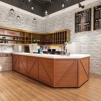 Bancone Bar in Stile Industriale Vintage a Forma di L, Scrivania per Cassiere per Caffetterie, Bar e Gelaterie