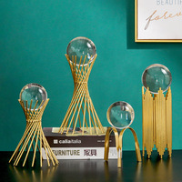Accessoire de table nordique moderne de luxe, ornements en fer macramé en résine de verre cristal doré, décoration artistique pour le salon