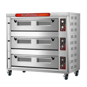 Commerciële 3 Dek Oven 12-Tray Gas En Elektrische Bakovens Te Koop