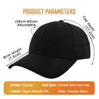 Casquette Heycap brodée en 3D, tissu personnalisé respirant, Gorras Personalizadas, design structuré renforcé, visière incurvée, casquette rigide