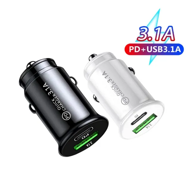 X507-1 18w Mini auto accendisigari adattatore presa ricarica rapida Pd Usb C caricabatterie per auto adattatore a doppia porta tipo C caricabatteria per auto