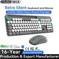 Teclado y Ratón Inalámbricos Silenciosos y Coloridos con Diseño Redondo y Distribución de Teclas Coreana, Japonesa, Árabe y Francesa, OEM ODM
