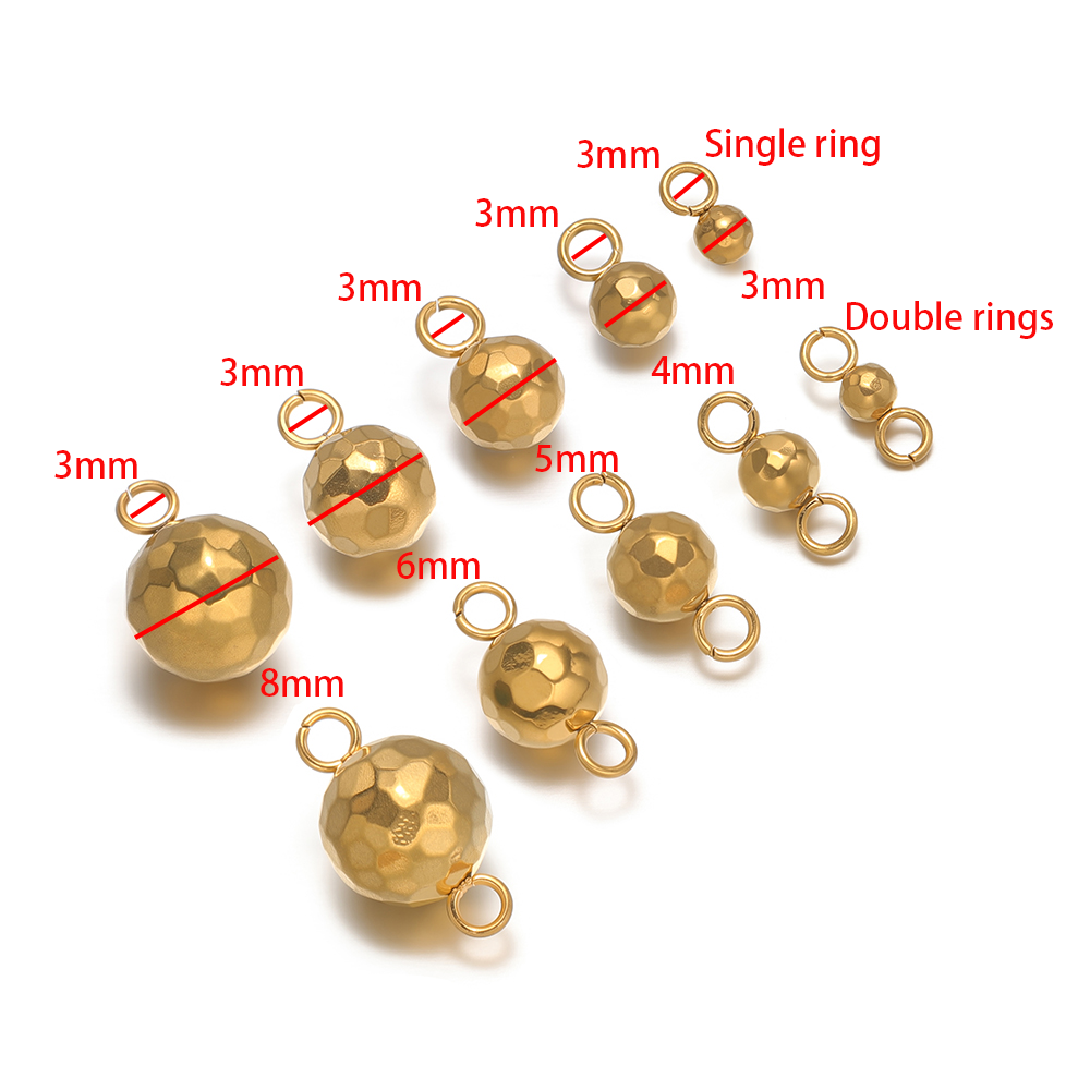 3mm 4mm 5mm 6mm 8mm Stainless Steel Solid Ball Beads Charms 18k Gold Plated Bead Pendants Beads for Jewelry Making