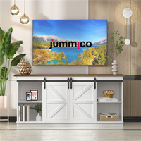 Meuble TV rustique de style farmhouse avec portes coulissantes, centre de divertissement en bois pour salon