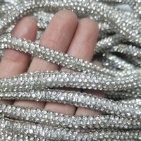 Cordon en coton à paillettes et strass, 6 rangées, tube rond, anti-déchirure, pour lacets, garnitures, chaînes flexibles de qualité militaire