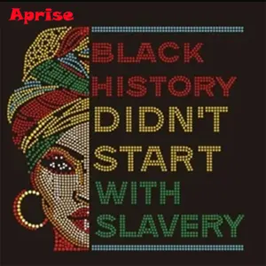 非洲女孩黑色历史水钻热转印铁定制热印T恤