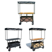 Chariot de vente pliable triangulaire grande capacité pour extérieur, à quatre roues, réglable en hauteur, idéal pour la vente ambulante, les marchés nocturnes et les snacks (OEM)