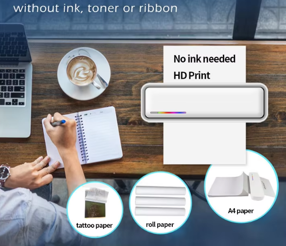 USB Powered No Ink Portable A4 Mini Wireless Mobile Thermal Printer for Office Machine X9