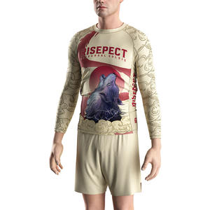 Modèle de <span class=keywords><strong>soldat</strong></span> <span class=keywords><strong>universel</strong></span> Anti-frottement Jiu Jitsu No Gi Training Grappling Workout Vente en gros Chemises de compression pour hommes Rash Guard - Product Image 5