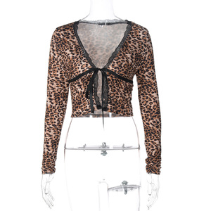 FS11352A Vente chaude Vêtements sexy Hauts à manches longues Femmes Blouse à imprimé léopard - Product Image 6