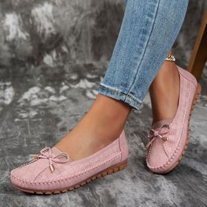 Mocassins plats roses à bout pointu pour femmes, chaussures décontractées style ballerine à semelle légère, confortables et faciles à enfiler - Product Image 2