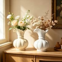 Vases en céramique et porcelaine d'art créatif européen, décoration esthétique pour la maison, la salle à manger, la table, accessoires de décoration de bureau, vase