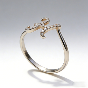 Anillo de compromiso unisex de oro macizo chapado en oro de 10K/14K con diamantes cultivados en laboratorio y circonitas, diseño de racimo, personalizado, bonito, para aniversario, con letras del alfabeto. - Product Image 3