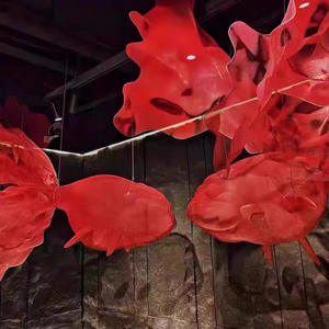 Décorations de mariage artisanales en organza ajouré, poissons rouges et carpes koï, ornements suspendus pour vitrine de centre commercial, installations artistiques - Product Image 3