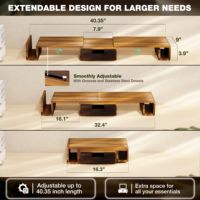 Support moderne en bois à double écran avec tiroir, organisateur de bureau d'ordinateur, station d'accueil pour écran de télévision, ordinateur portable