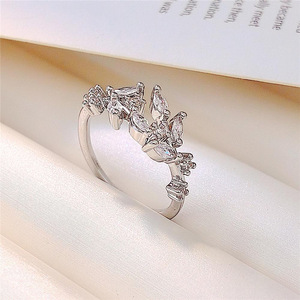 Anello aperto con design a foglia, regolabile, per coppie, accessorio alla moda per dita, per donne e uomini - Product Image 3