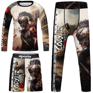 Conjunto de Camiseta y Pantalones de Jiu Jitsu para Hombre, Transpirable, Anti-UV, de Secado Rápido, para Boxeo, Gimnasio, Invierno, 220g, 4 Piezas/Conjunto - Product Image 1