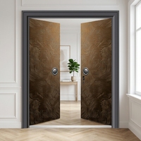 Porte d'entrée de villa moderne en aluminium sur mesure - Porte double de qualité supérieure |   Serrure de sécurité extérieure résistante aux intempéries pour entrée principale, garantie 3 ans