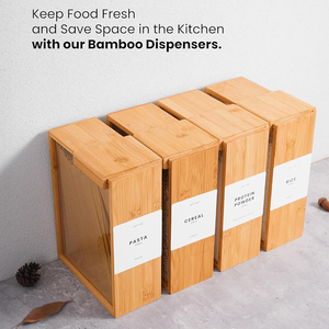 Vente en gros Organisateur de garde-manger personnalisé Distributeur de céréales en bambou pour pâtes en poudre - Product Image 6