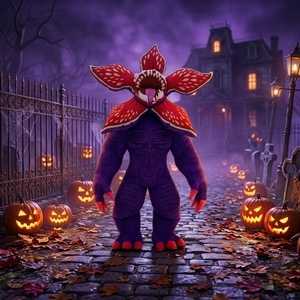 Costume Gonfiabile Personalizzato Demogorgone Fiore Viola, Mascotte per Feste di Halloween, Costume da Passeggio in Peluche - Product Image 4