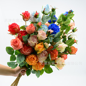 ดอกกุหลาบประดิษฐ์ดงเฉิน 4 ก้านเดี่ยว สีชมพูคอรัล สำหรับตกแต่งงานแต่งงานและตกแต่งบ้าน - Product Image 4