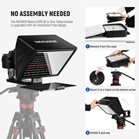 NEEWER Basics X12B Téléprompteur en alliage d'aluminium réglable en hauteur 12 pouces pour iPad, tablette, téléphone, appareil photo reflex numérique, sans assemblage, télécommande et application
