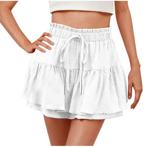 <span class=keywords><strong>Pantaloncini</strong></span> <span class=keywords><strong>Culotte</strong></span> da Donna Eleganti con Volant Tinta Unita in Poliestere Spandex con Coulisse, Moda Estiva 2026 per Commercio Transfrontaliero - Vendita all'Ingrosso - Product Image 3