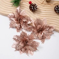 Fabrik-Großhandel Exquisite Weihnachtsbaumdekorationen, Glänzende 13cm Blumenanhänger, Gold Silber Blau Rot Accessoires