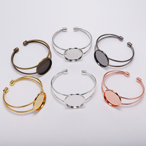 Double-Lined <b>Bracelet</b> Base Round Adjustable <b>Copper</b> Plated For <b>Bracelet</b> Making Silver Gold Antique Bronze Rhodium Gunmetal Rose - Product Image 1