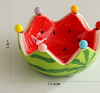Plateau à fruits créatif en céramique en forme de pastèque, style américain, design détachable, avec fourchettes, pour la maison, le salon, la table basse, rangement
