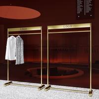 Porte-vêtements en acier inoxydable doré pour boutique de vêtements pour femmes, présentoir Nakajima, étagère à vêtements, cintre en titane
