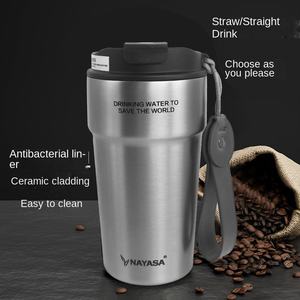 Taza termo de alto valor, revestimiento de cerámica, taza de café portátil para niñas y niños, para coche, oficina, hogar, con pajita Industrial - Product Image 3