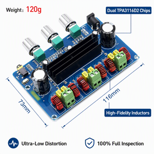 CA-3166B TPA3116D2 บอร์ดเครื่องขยายเสียงดิจิตอลไร้สาย BT 2.1 แชนแนล กำลังขับ 100W+50Wx2 สำหรับลำโพงโฮมเธียเตอร์ OEM - Product Image 2