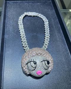 Meilleure vente Pendentif diamant luxe unisexe personnalisable Hip Hop Pendentif personnage réel en moissanite pour homme Breloques en métal plaqué - Product Image 3