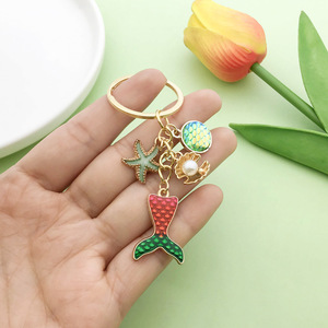Green Oil Drip Alloy <b>Mermaid</b> Keychain Jewelry <b>Accessory</b> For Creative DIY Gifts - Product Image 2