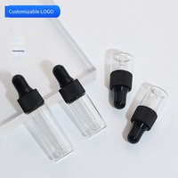 Mini flacon compte-gouttes en verre transparent 1-5 ml, différentes pointes en caoutchouc disponibles pour le stockage d'échantillons d'huiles essentielles et de sérums
