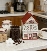 Pot de rangement en céramique personnalisé en forme de village pour café, thé, bonbons et biscuits, idéal pour la maison et la cuisine