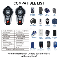 Télécommande universelle Zhipin 433 MHz KT88C à 4 boutons en plastique, portée 50 m, option copie code pour porte de garage, 2 piles CR2016