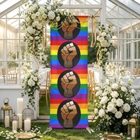 Toile de fond personnalisée à motif QPOC sur le thème de l'arc-en-ciel gay, idéale pour les cérémonies en intérieur et la décoration de rassemblements thématiques