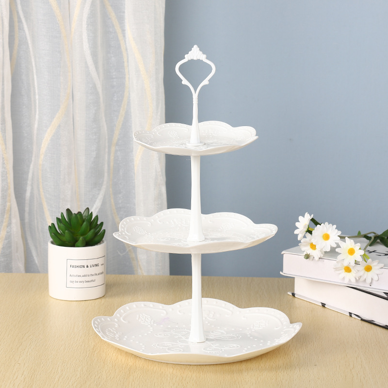Blanc - Présentoir carré à 3 niveaux (14,5 cm / 19 cm / 24,5 cm)