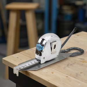 Thước dây thép có thể thu vào 5m với hệ thống đo lường trường hợp mạ điện băng thép trắng - Product Image 2