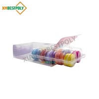 Boîtes d'emballage en plastique pour macarons, personnalisées, 10 packs, boîtes pliantes transparentes en PET pour desserts et biscuits, avec insert
