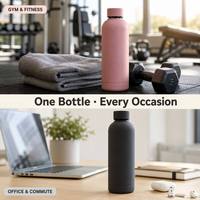 Bouteille d'eau isotherme en acier inoxydable à double paroi sous vide de 32 oz, personnalisable avec impression, revêtement caoutchouc, pour garder les boissons chaudes/froides, idéale pour le sport