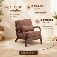MULIGNA Fauteuil de détente en bois massif, style nordique moderne et minimaliste, pour chambre, balcon, salon, petit appartement, fauteuil individuel paresseux