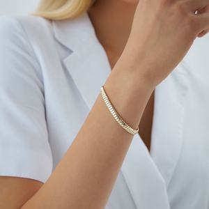 Elegante ajustable 18K chapado en oro de acero inoxidable pulsera de escamas de pescado ancho único pulsera de oro para la pulsera diaria Bulgarie - Product Image 3