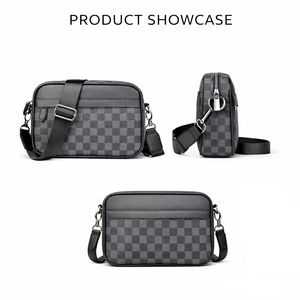Bolso Cruzado para Hombre, de Cuero PU, Moderno, Multifuncional, con Diseño Geométrico a Cuadros, Resistente al Agua, Duradero, Grande, para Verano - Product Image 2