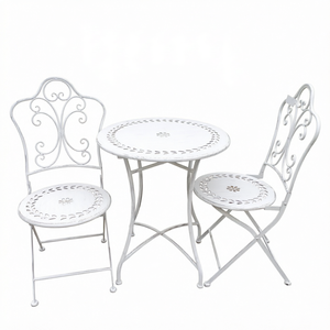 Table et chaises pliantes d'extérieur en fer forgé rustique américain - Ensemble - Product Image 1