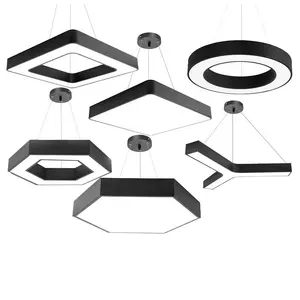 honeycomb led office hanging light hexagonal round square y-shaped ring Office pendant Light office special-shaped linear lamp