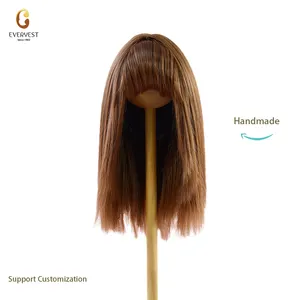 Perruque de poupée de cheveux synthétiques résistant à la chaleur de filles mignonnes américaines brunes de vente d'usine à vendre